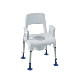 Chaise de toilettes percée | Réglable en hauteur | Pieds anti-dérapants et accoudoirs | Aquatec de INVACARE
