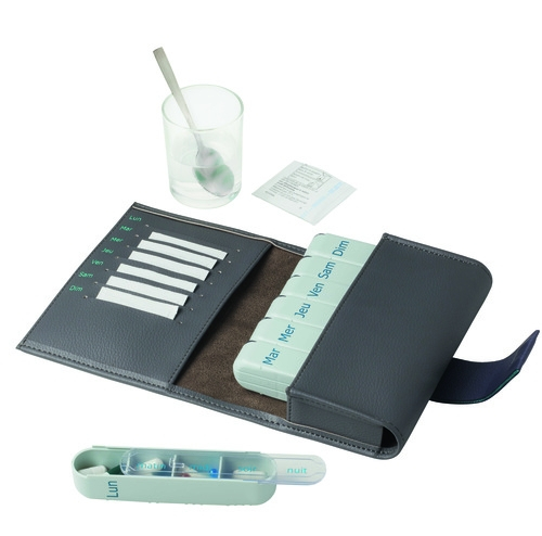 Pilulier hebdomadaire, avec étui, 4 doses quotidiennes