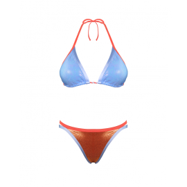 Pack Bikini | Soutien-gorge et culotte | Bleu ciel et mandarine| Taille XS | Nostalgia | Quelton