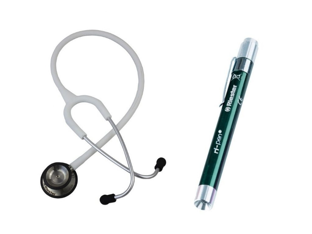 Kit de l'étudiant en médecine, blanc, stéthoscopes riester® duplex 2.0, lampe de diagnostic à led, riester
