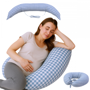 Coussin d'allaitement | 3 en 1 | Multi-positions | Cordes réglables | Lavable en machine | Imprimé Vichy | Aura | Mobiclinic