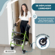 Déambulateur | Pliable | Aluminium | Freins sur les poignées | Siège et dossier | 4 roues | Vert | Escorial | Mobiclinic - Foto 6