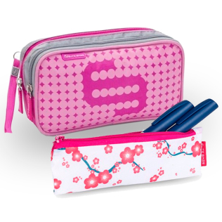 Lot pochette et trousse isothermes | Polyester, fibre de carbone | Rose et motifs floraux | Dia’s et Insulin’s | Elite Bags