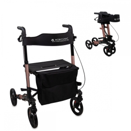 Déambulateur à 4 roues | Pliable | Aluminium | Freins sur leviers | Siège et dossier | Trajano | Deluxe | Mobiclinic