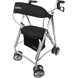 Déambulateur avec siège | Aluminium | 4 roues | Noir | Kanguro...