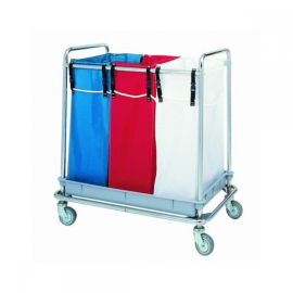 Chariot à châssis en acier inoxydable, 3 sacs, plateau de...