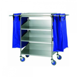 Chariot avec 4 plateaux en acier inoxydable 18/8, 145 x 66 x 127
