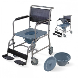 Chaise percée à roulettes | Accoudoirs et repose-pieds...