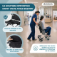 Fauteuil roulant de transit | Pliable | Aluminium | Petites roues | Freins sur poignées | Noir | Neptuno | Mobiclinic - Foto 3