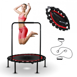Trampoline de fitness rond |Pliable |Max 150kg |Accoudoir...