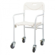 Chaise de douche | Pliante | Avec roulettes | Blanche | Jusqu'à 100 kg - Foto 1