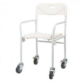 Chaise de douche | Pliante | Avec roulettes | Blanche |...