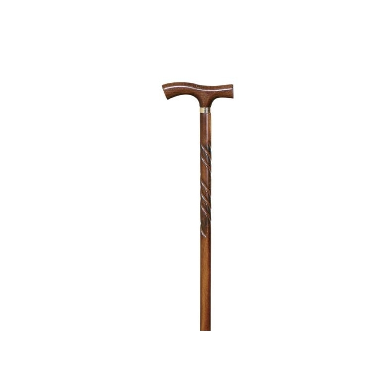 Bastone Da Passeggio Vintage In Ottone Intagliato – Stile Art Déco – Legno E Ottone - Foto 2