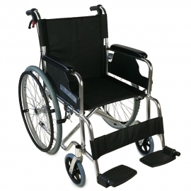 Sedia a rotelle | Braccioli fissi | Poggiapiedi removibili | Freni a mano | Alluminio | Nero | TOP | Palacio | Mobiclinic