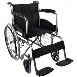 Sedia a rotelle | Pieghevole | Ruota grande | Resistente | Braccioli e poggiapiedi fissi | Nero | Alcazaba | Mobiclinic