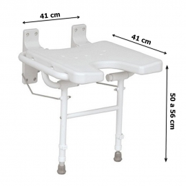 Sedile da bagno ribaltabile | Con gambe | Forma a ferro di cavallo | Seduta ergonomica | Alluminio anodizzato | Peso max. 135 kg