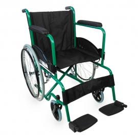 Sedia a rotelle disabili | Pieghevole | Ruote grandi| Resistente | Braccioli e poggiapiedi fissi | Verde | Alcazaba | Mobiclinic
