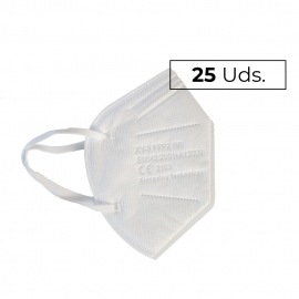 25 Maschere FFP2 per adulti | 0.84€/unità | Autofiltrante | 5 strati | Marchio CE | Scatola da 25 pezzi.