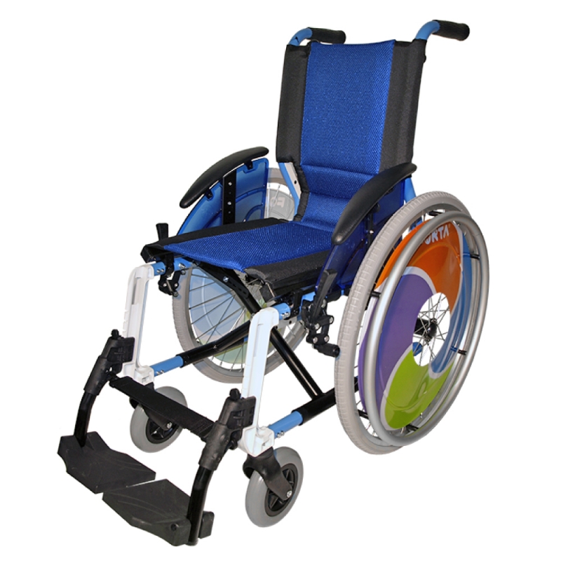 Sedia a rotelle per bambini, Alluminio, Pieghevole, Blu