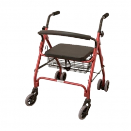 Deambulatore per anziani | Pieghevole | Sedile e schienale | Alluminio | Freni a pressione | Cesta