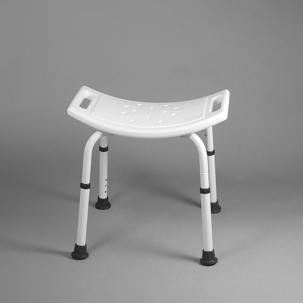 Sgabello per doccia, sgabello bagno, sedile per doccia, regolabile, con fori, maniglie incorporate, bianco (Ayudas tecno dinámicas)