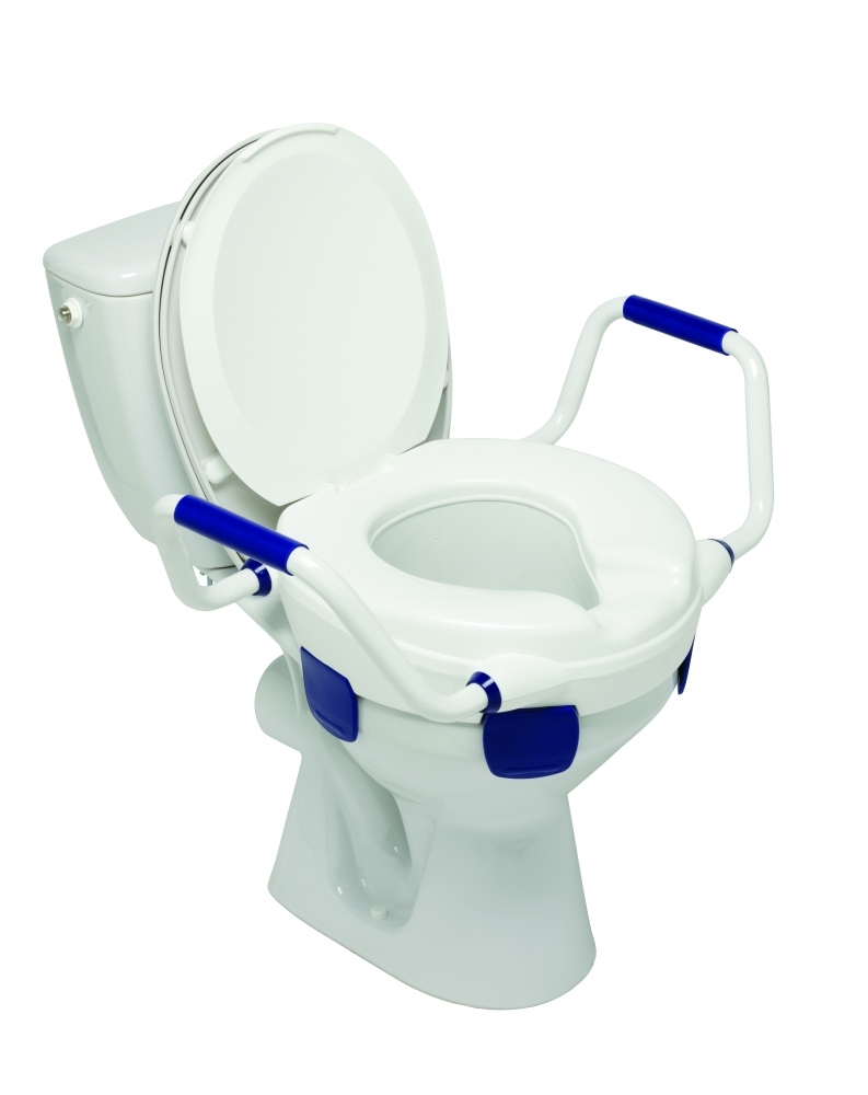 Rialzo wc, alzawater, con braccioli e coperchio, altezza 11 cm, peso max 110 kg (Herdegen)