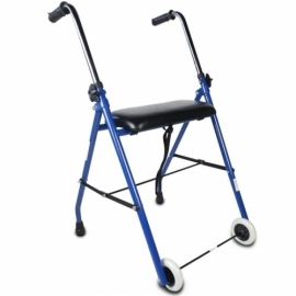 Deambulatore per anziani | Pieghevole | Sedile | 2 ruote | Blu | Merida | Clinicalfy