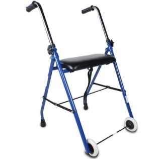 Deambulatore per anziani | Pieghevole | Sedile | 2 ruote | Blu | Merida | Clinicalfy