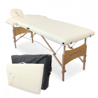 Lettino da massaggio pieghevole | Poggiatesta | Portatile | Legno | 186x60 cm | Crema | CM-01 Light | Mobiclinic