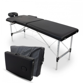 Lettino per massaggio portatile | Poggiatesta | Pieghevole| Alluminio | 186x60 cm | Nero | CA-01 Light | Mobiclinic