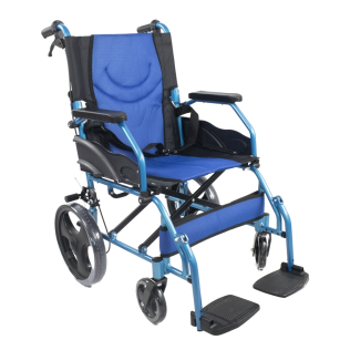 Sedia a rotelle | Pieghevole | Alluminio | Poggiapiedi rimovibile | Blu | Pirámide | Mobiclinic