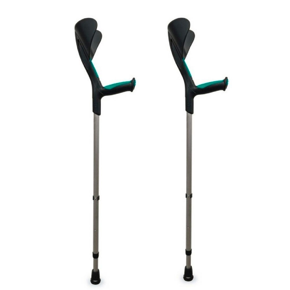 Stampelle, bastoni canadesi, impugnature ergonomiche, pack, 2 unità, nero e verde, advance (Herdegen)