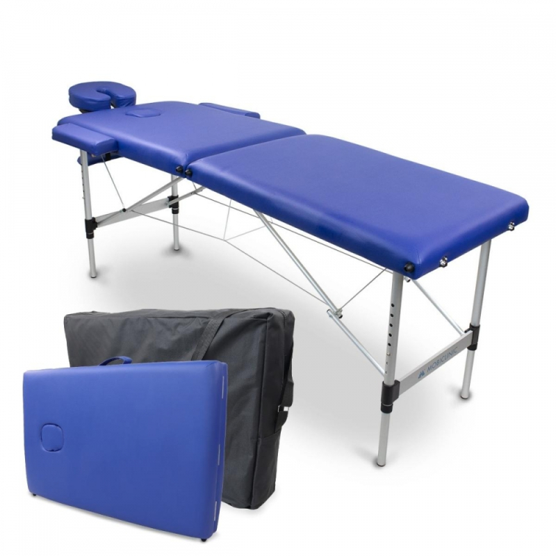 Lettino da massaggio portatile, Poggiatesta, Pieghevole, Blu, Alluminio, 186x60 cm, CA-01, Light
