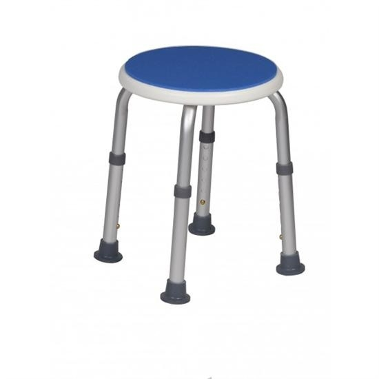 Sgabello rotondo blu per doccia, altezza regolabile (Herdegen)