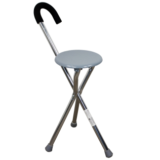 Bastone con sedile pieghevole | Stampella treppiede| Alluminio | Fino a 90 kg | Gloria | Mobiclinic