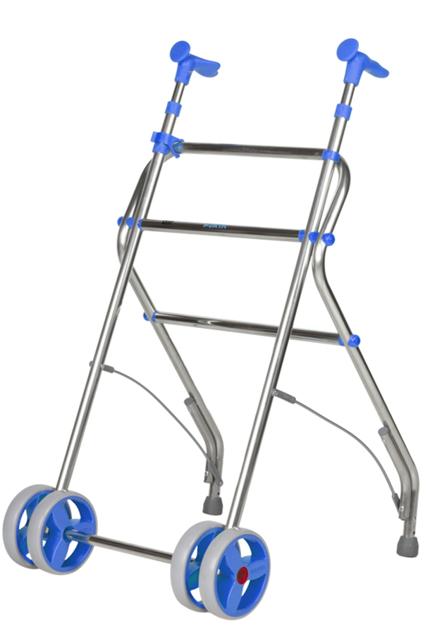 Deambulatore, alluminio, pieghevole, altezza regolabile, blu, air, forta