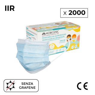 2000 Mascherine chirurgiche per bambini IIR (o taglia XS) | Monouso | 40 scatole da 50 unità | 0,11€/unità | Mobiclinic