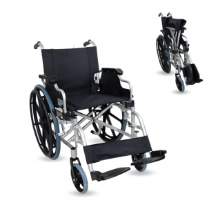 Sedia a rotelle | Alluminio | Ausili per disabili | Poggiapiedi estraibili | Pieghevole | Nero | Ópera | Mobiclinic