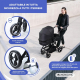 Passeggino 3in1 |Pieghevole |Taglia I |FiltroUV50+| Zanzariera sacco bolla antipioggia |Peso max.22kg|Grigio|Darky |Mobiclinic - Foto 7