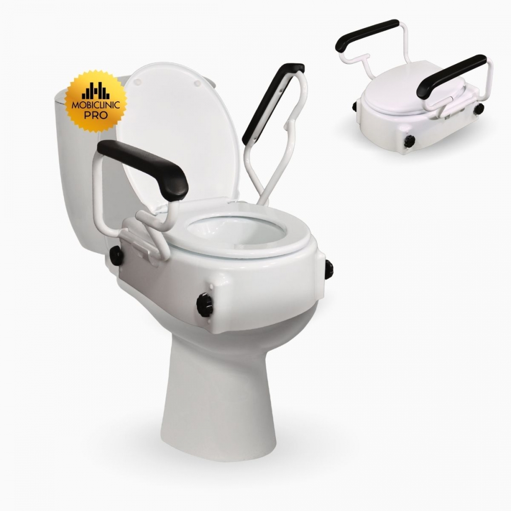 Rialzo water, con coperchio, regolabile, inclinabile, braccioli pieghevoli, bianco, tajo, mobiclinic