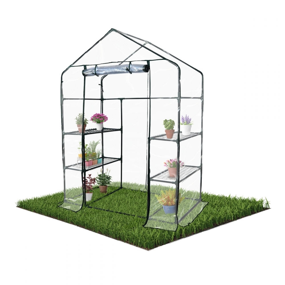 Serra con ripiani, porta avvolgibile, fissaggio sicuro, impermeabile, pvc, 143x73x195 cm, home grow, mobiclinic