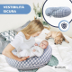 Cuscino da allattamento | 3 in 1 | Multiposizione | Corde regolabili | Lavabile in lavatrice | Stampa Vichy | Aura | Mobiclinic - Foto 6