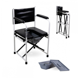 Comoda per anziani | Sedia wc | Pieghevole | Con coperchio/seduta imbottita | Nero | Ebro | Mobiclinic