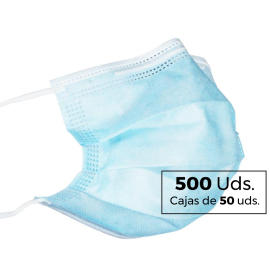 500 Mascherine chirurgiche IIR | Mobiclinic | 10 scatole da 50 unità | 0,40€/unità | 3 strati | Monouso