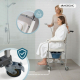 Sedile per doccia con comoda | Comoda rimovibile da 4,3 litri | Poggiapiedi e braccioli | Ruote con freni | Rope | Mobiclinic - Foto 5