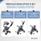 Triciclo 3 in 1 | Evolutivo | Regolabile | Max 25 kg | Da 18 mesi a 5 anni | Leggero | LULU Nero |Mobiclinic - Foto 3