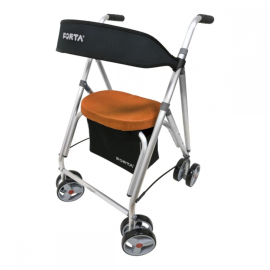 Deambulatore con seduta | Alluminio | 4 ruote | Arancione |...