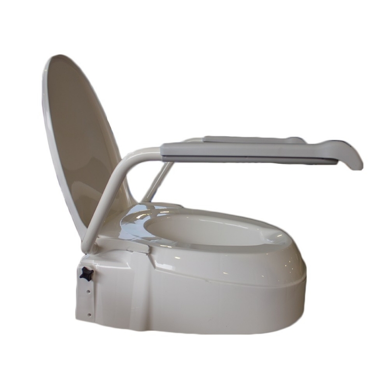 Toilet Seat Elevator With Lid and Armrests White Aquatec 900