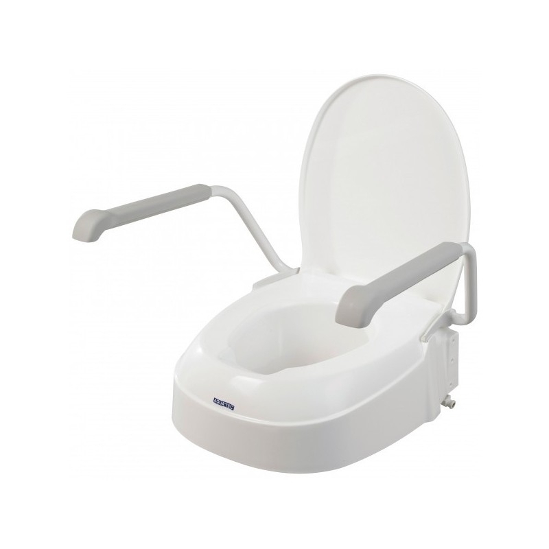 Toilet Seat Elevator With Lid and Armrests White Aquatec 900