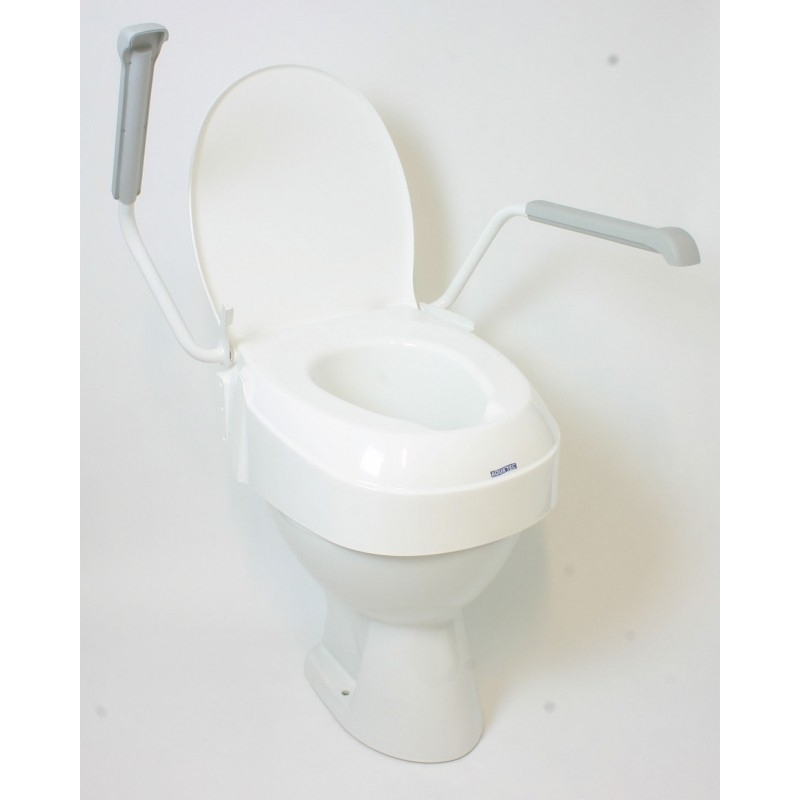 Toilet Seat Elevator With Lid and Armrests White Aquatec 900